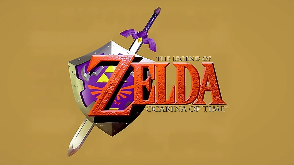 The Legend of Zelda: Ocarina of Time Nintendo 64 box art with the Master Sword and Hylian Shield